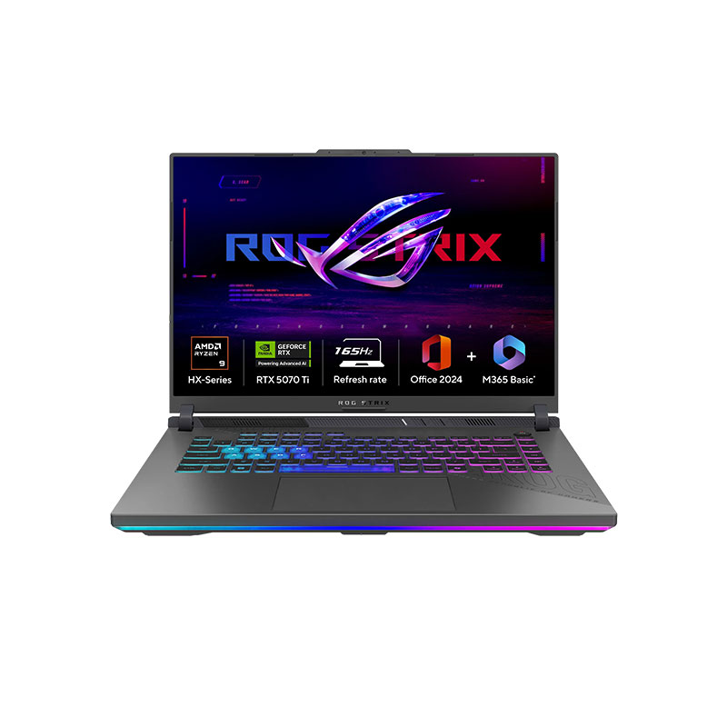 Picture of Asus ROG Strix G16 - AMD Ryzen 9 8940HX 16" (40.64 cm) G614PR-RV032WS Gaming Laptop (16GB/ 1TB/ Full HD+ Display/ 12GB GDDR7 NVIDIA GeForce RTX 5070/  Windows 11 Home/ MS Office/ Eclipse Gray/ 2.50 kg)